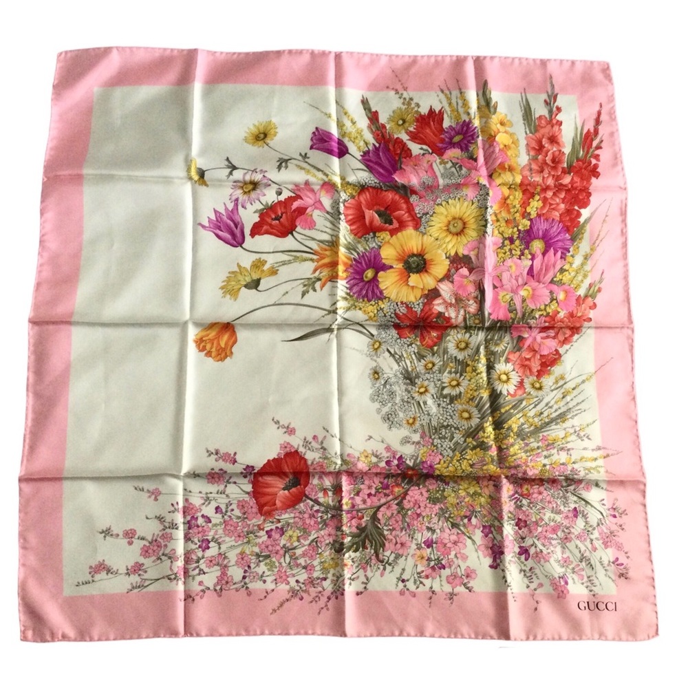 Vintage Gucci Floral Silk Scarf